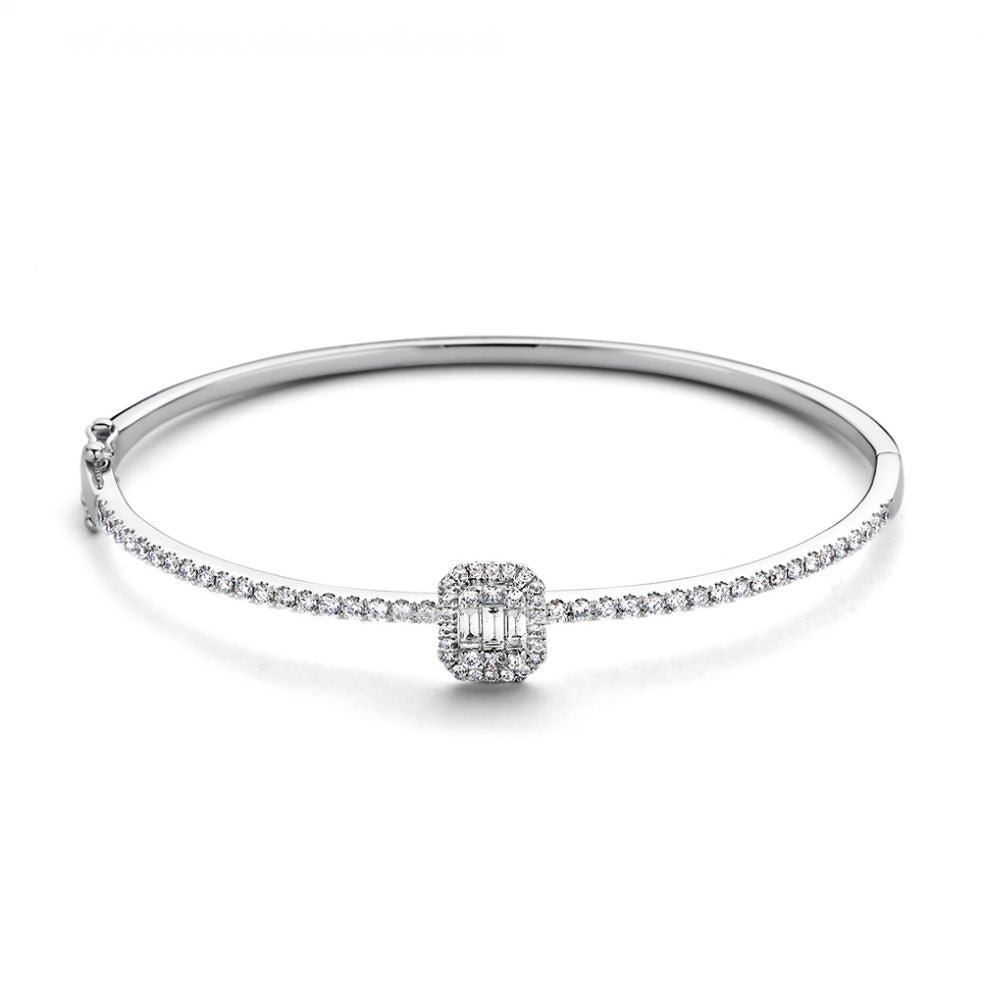 Bransoletka z białego złota z diamentami o szlifie baguette, 1,18 ct, 14 karatów.