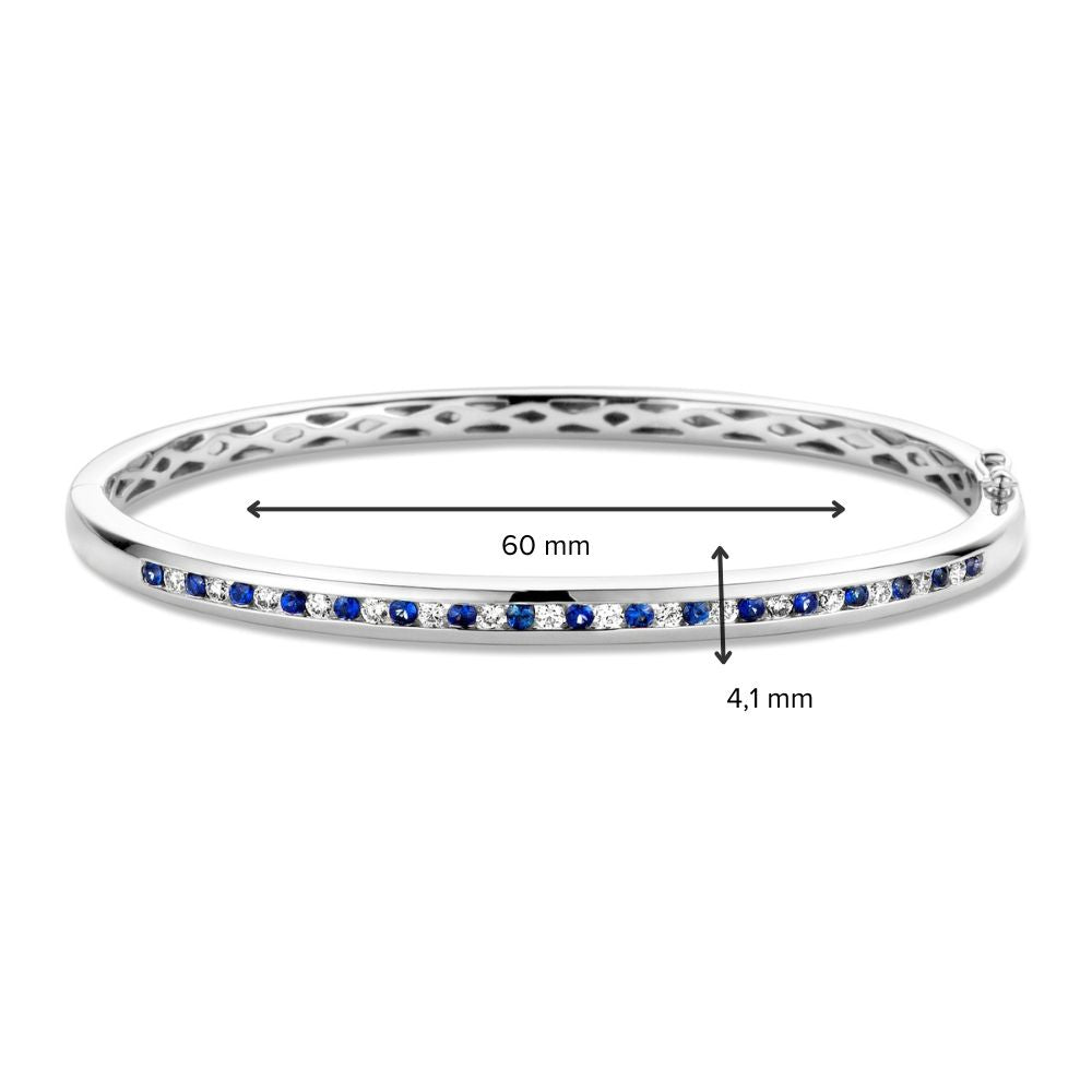 Bransoletka ze złotem białym z diamentem i szafirem – 14 karatów, 0.47 crt diament, 60x51 mm