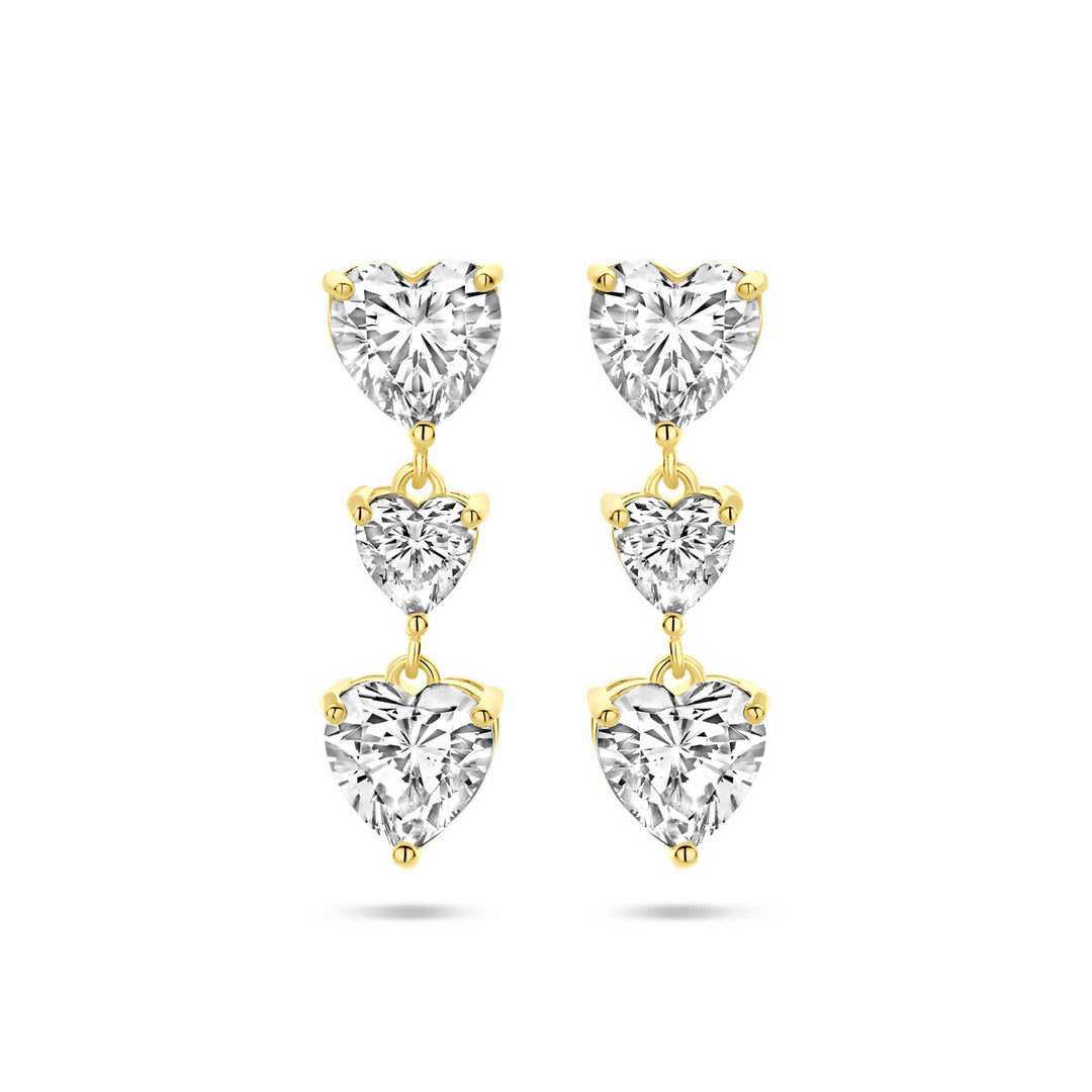 oorhangers hartjes zirkonia 25 mm 1 micron zilver verguld (geel)