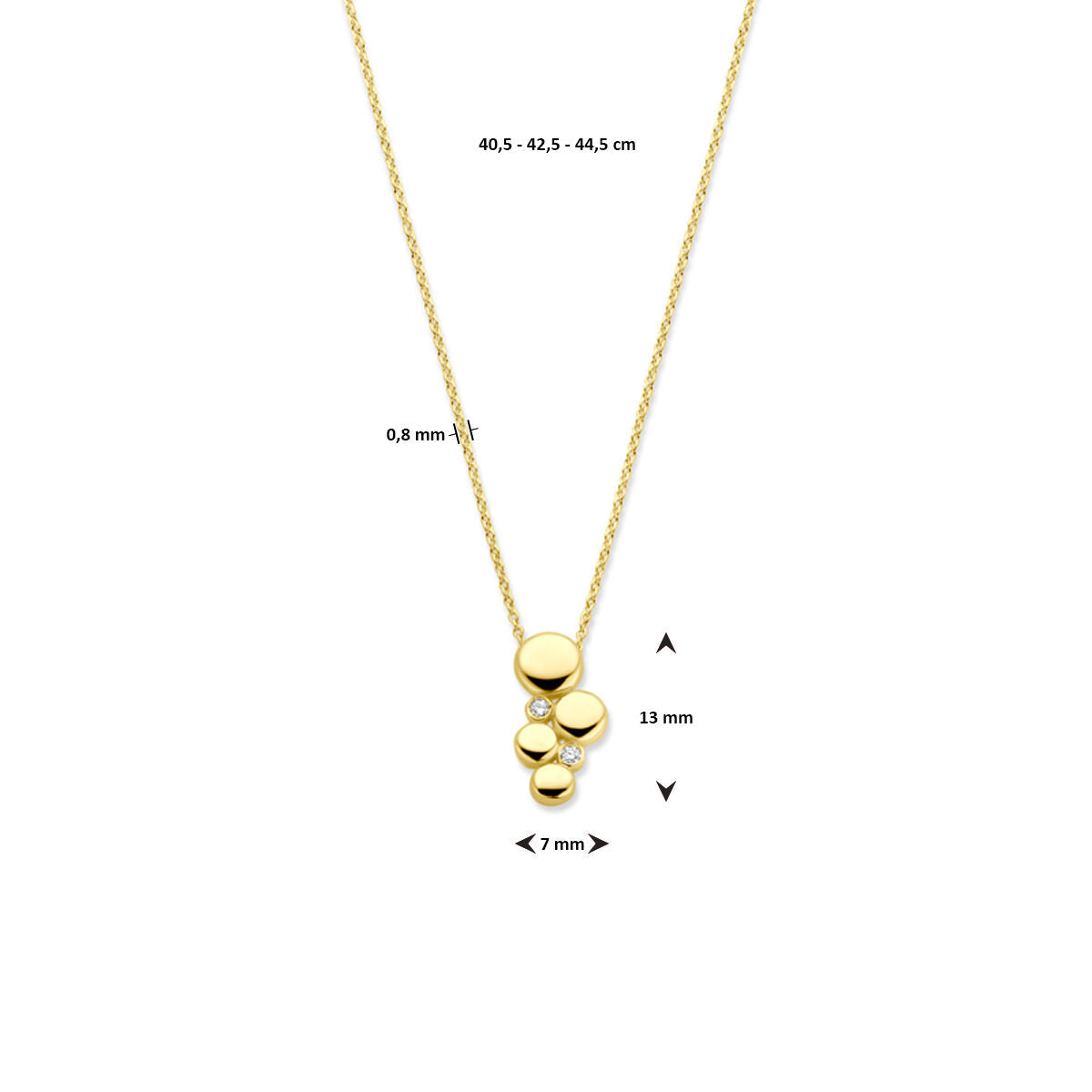 naszyjnik diament 0.02ct h si 40,5 - 42,5 - 44,5 cm 14K żółte złoto