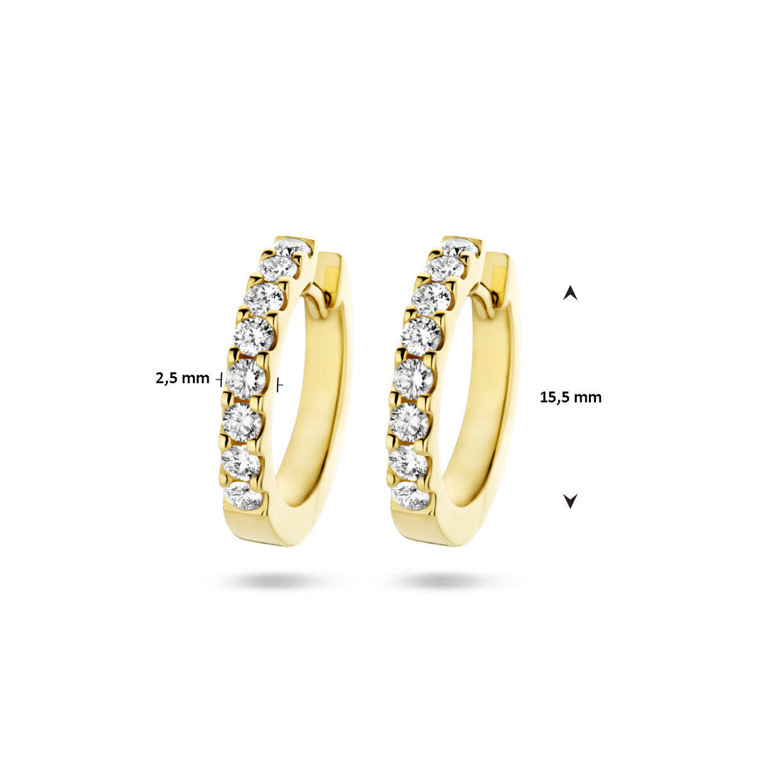 klapoorringen diamant 0.50ct (2x 0.25ct) h si 14K geelgoud