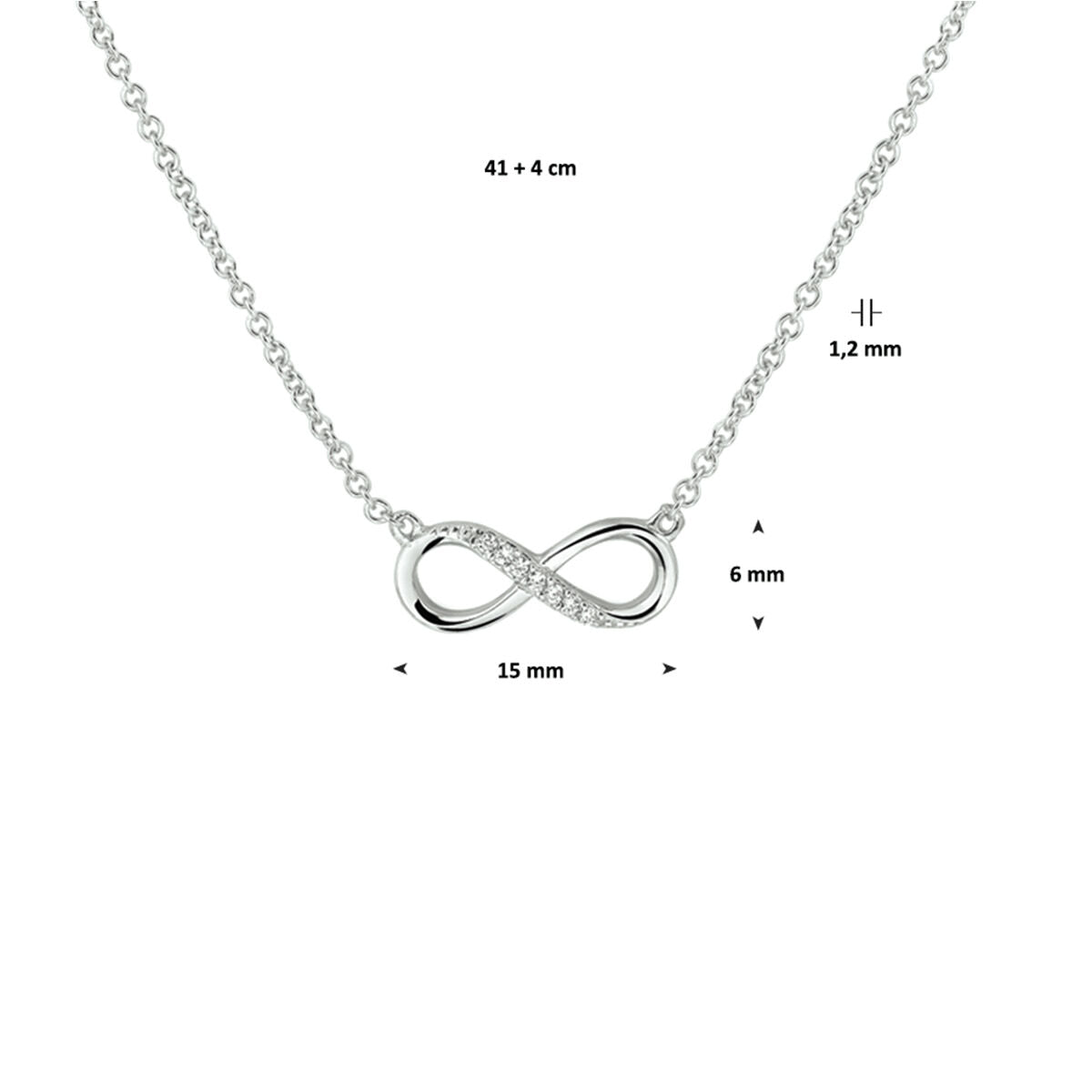 naszyjnik infinity cyrkonia 41 + 4 cm srebro rodowany