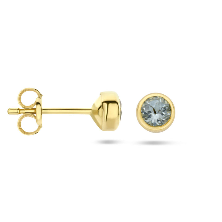 oorknoppen blauw topaas 14K geelgoud