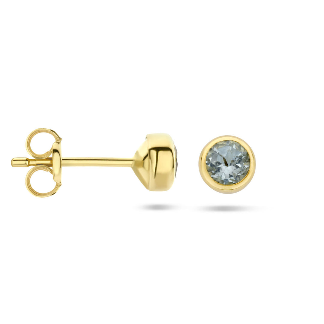 oorknoppen blauw topaas 14K geelgoud