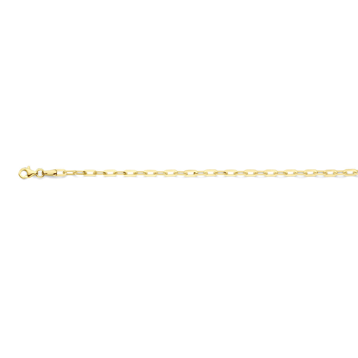 Naszyjnik paperclip 3 mm, długość 45 cm, wykonany z 14K żółtego złota.
