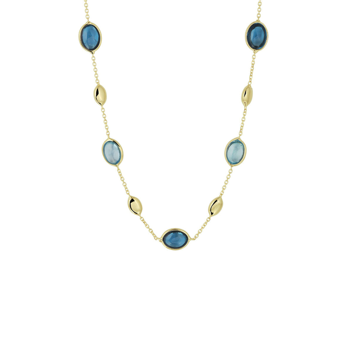Złoty damski naszyjnik london blue i niebieski topaz 14K