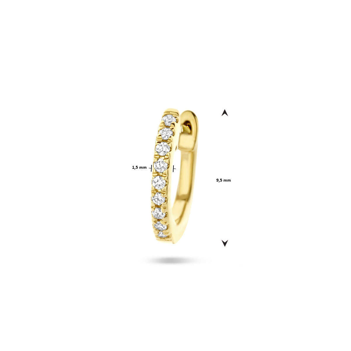 kolczyk klapowy diament 0,03 ct h si 9,5 mm sztuka 14K żółte złoto