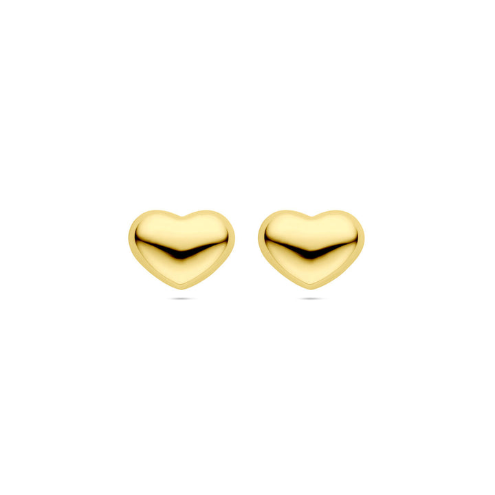 oorknoppen hartje 13 mm zilver verguld (geel)