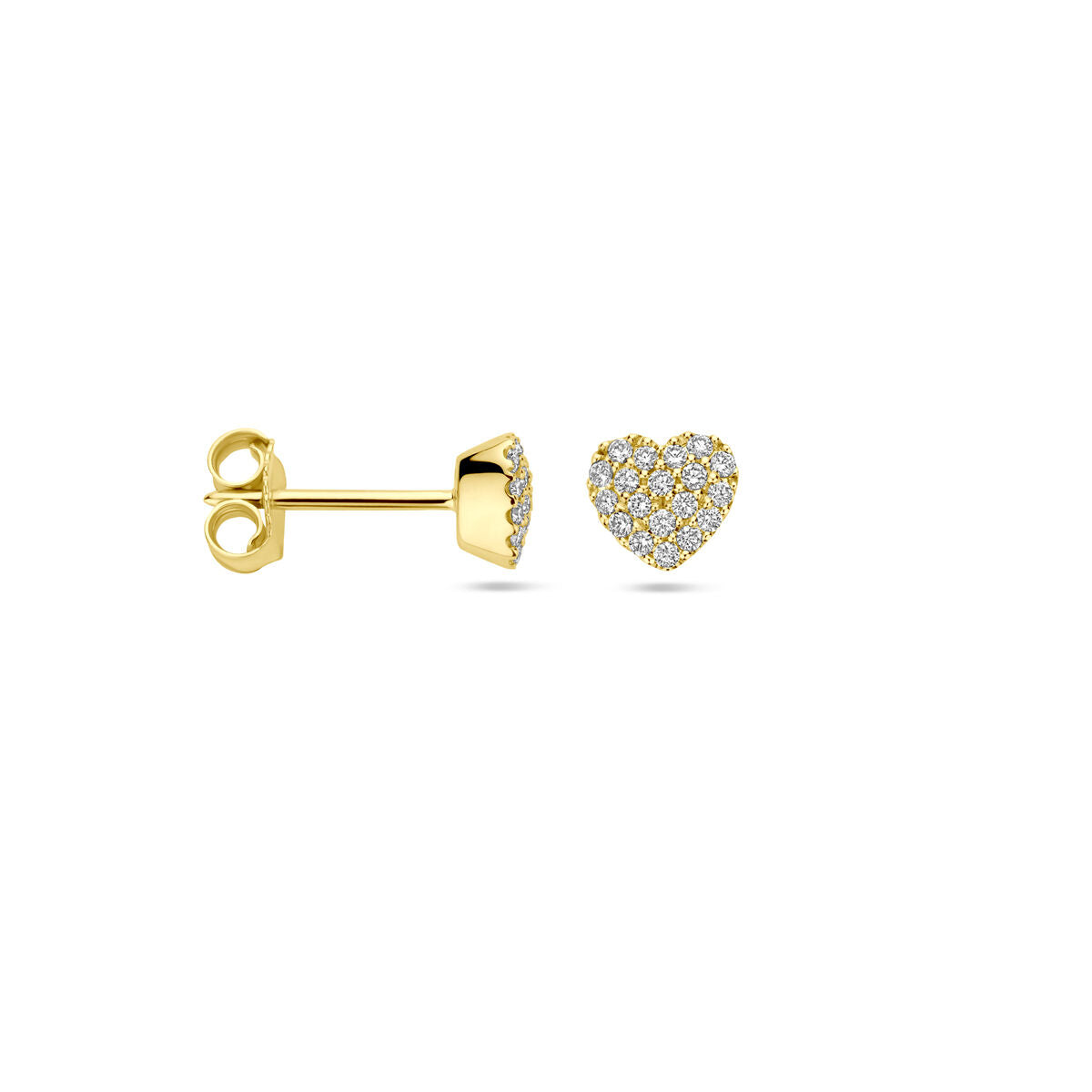kolczyki wkrętki serce diament 0.18ct (2x 0.09ct) h si 5,5 mm 14K żółte złoto