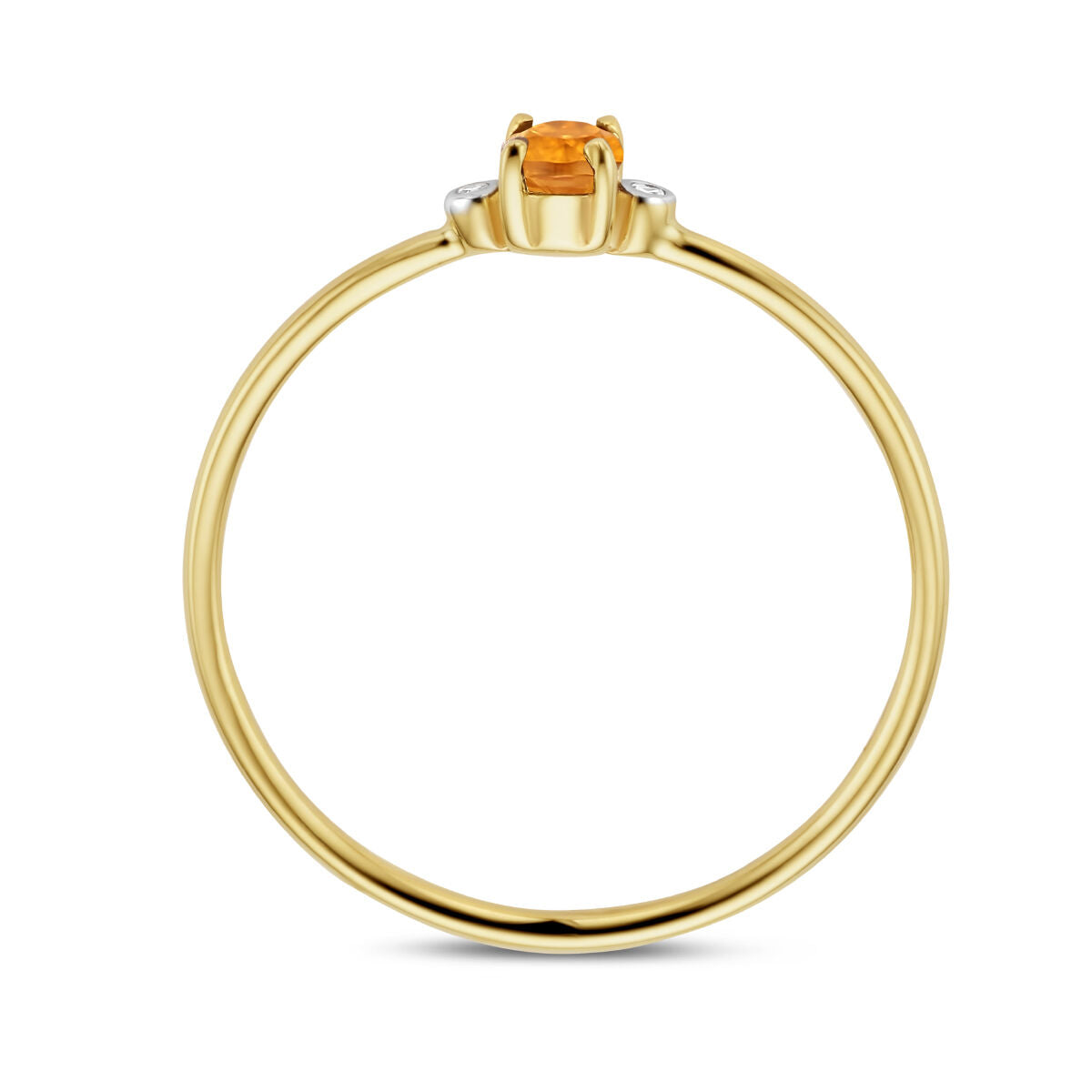 pierścionek trilogia cytryn i diament 0.006ct h p1 14K żółte złoto