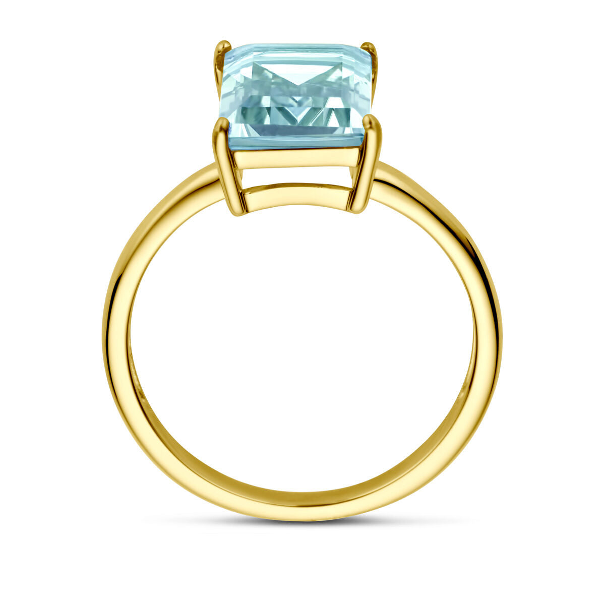 pierścionek niebieski topaz 14K żółte złoto