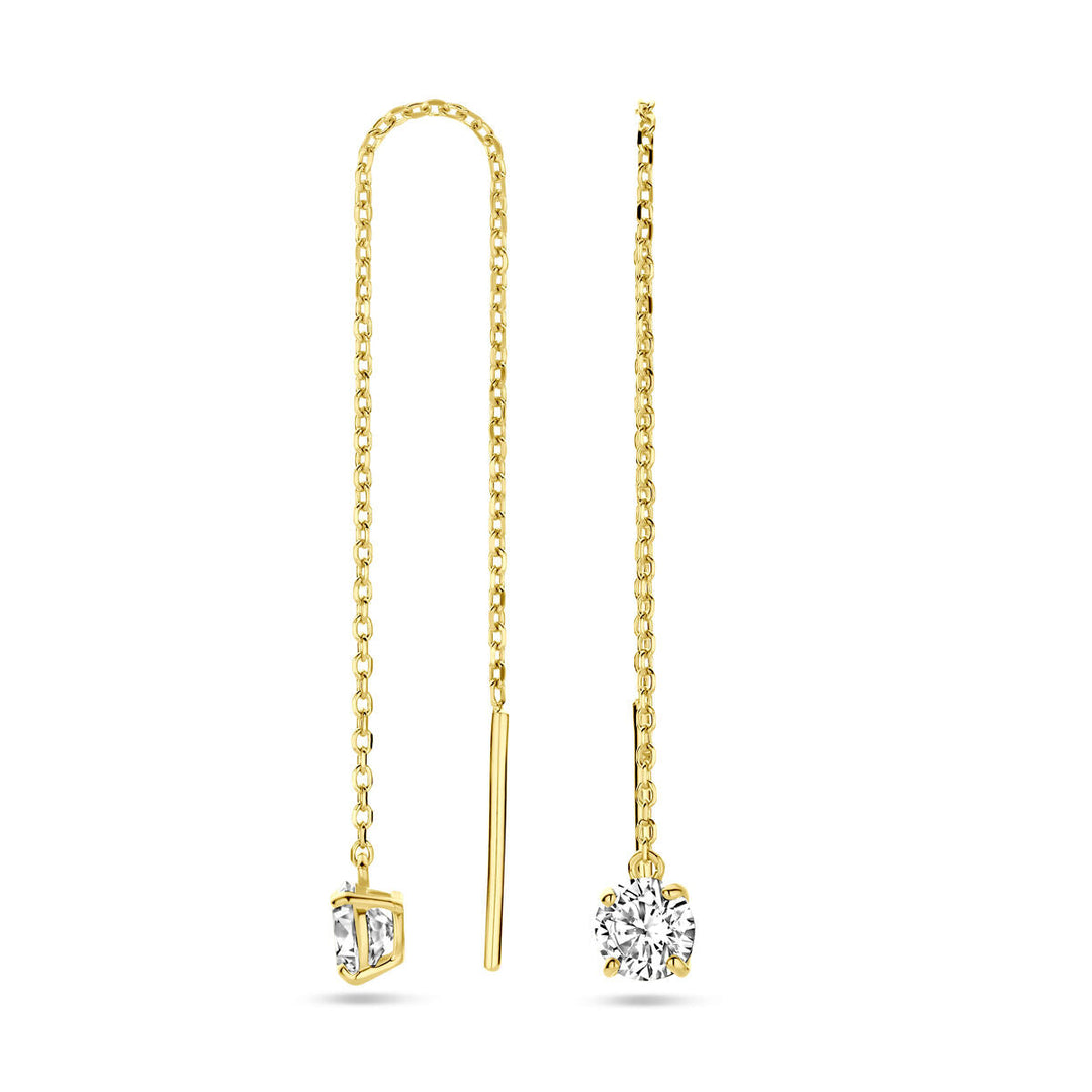 doortrekoorbellen zirkonia 14K geelgoud