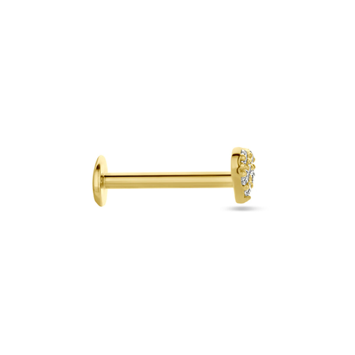 piercing w kształcie serca cyrkonia 3,5 mm 14K żółte złoto