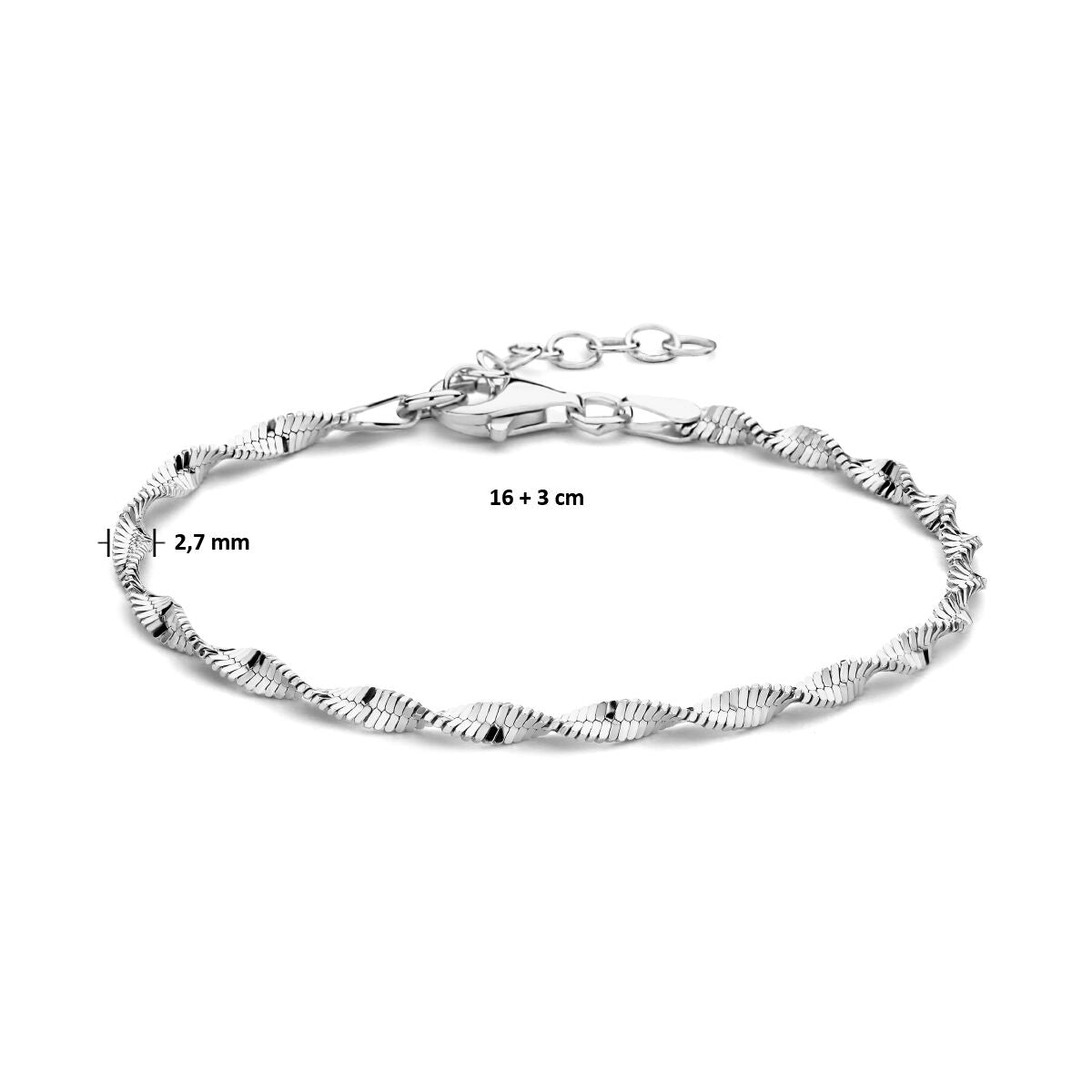 bransoletka 2,7 mm 16 + 3 cm srebro rodowany