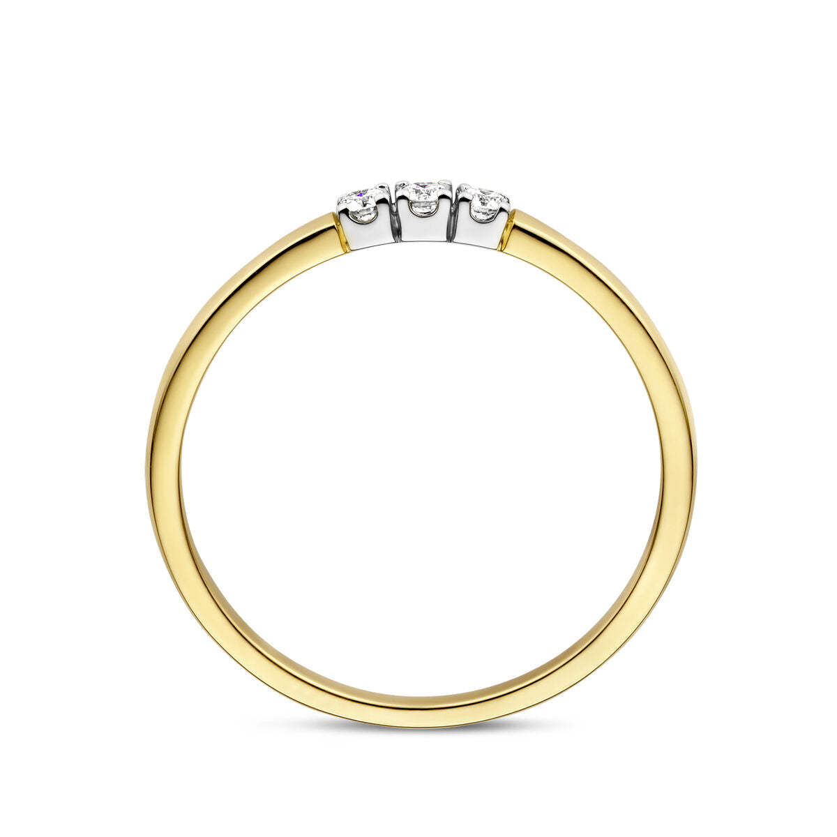 pierścionek memoria trilogia diament 0.09ct h si 14K bicolor złoto żółte/białe