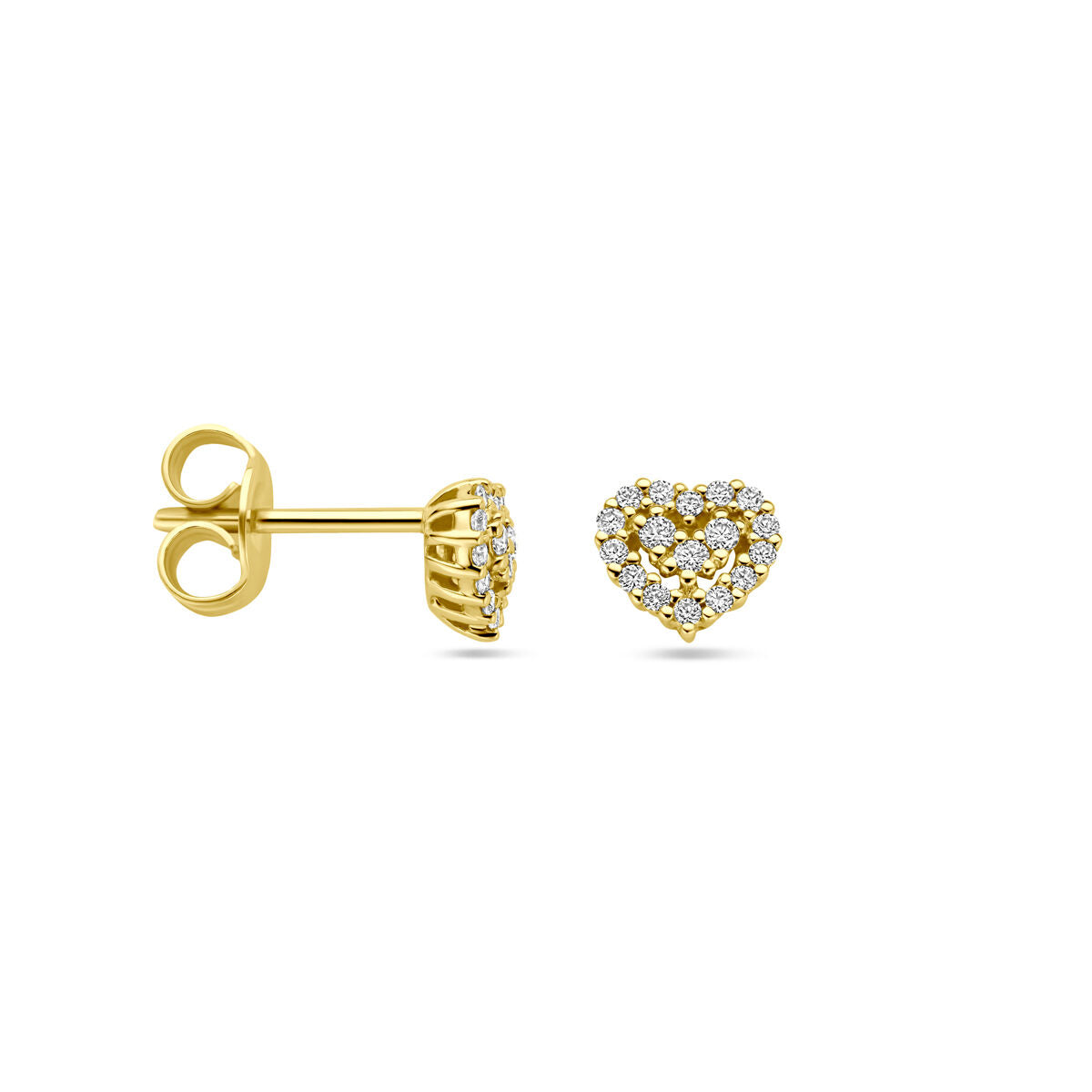kolczyki wkrętki serce diament 0.16ct (2x 0.08ct) h si 14K żółte złoto