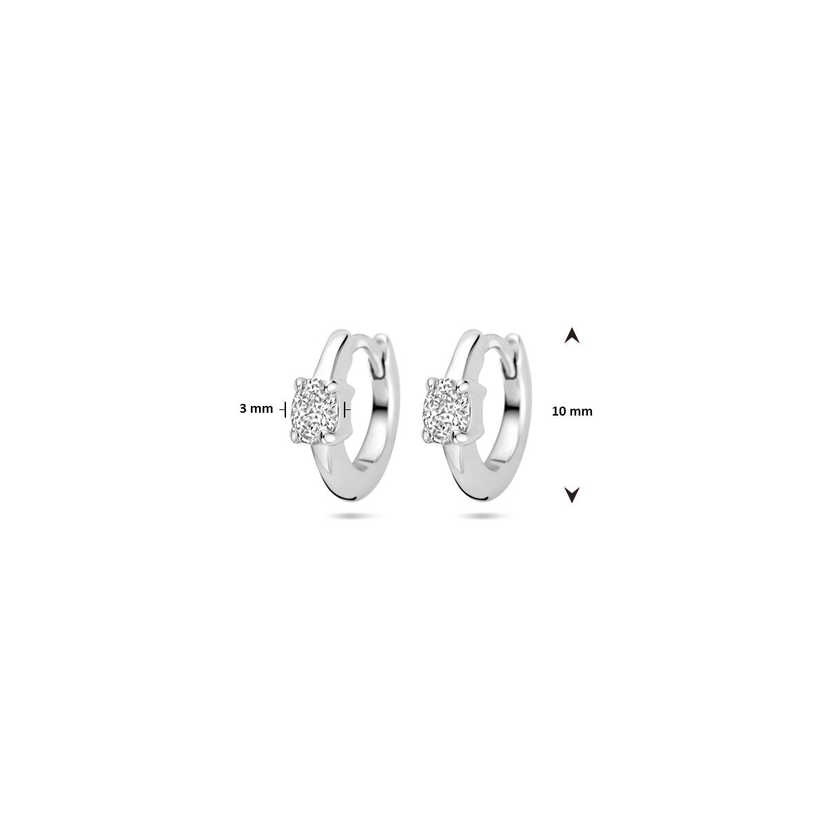 klapoorki cyrkonia 10 mm srebro rodowane