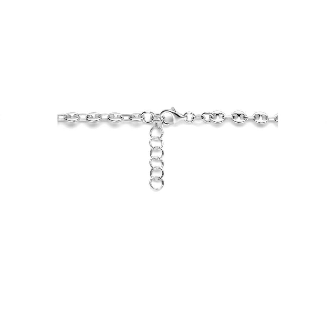 collier koffieboon 3,7 mm 42 + 3 cm zilver gerhodineerd