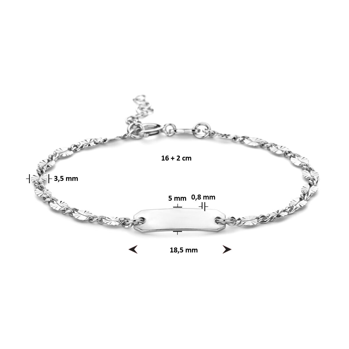 bransoletka z grawerem 5,0 mm 16 + 2 cm srebro rodowane