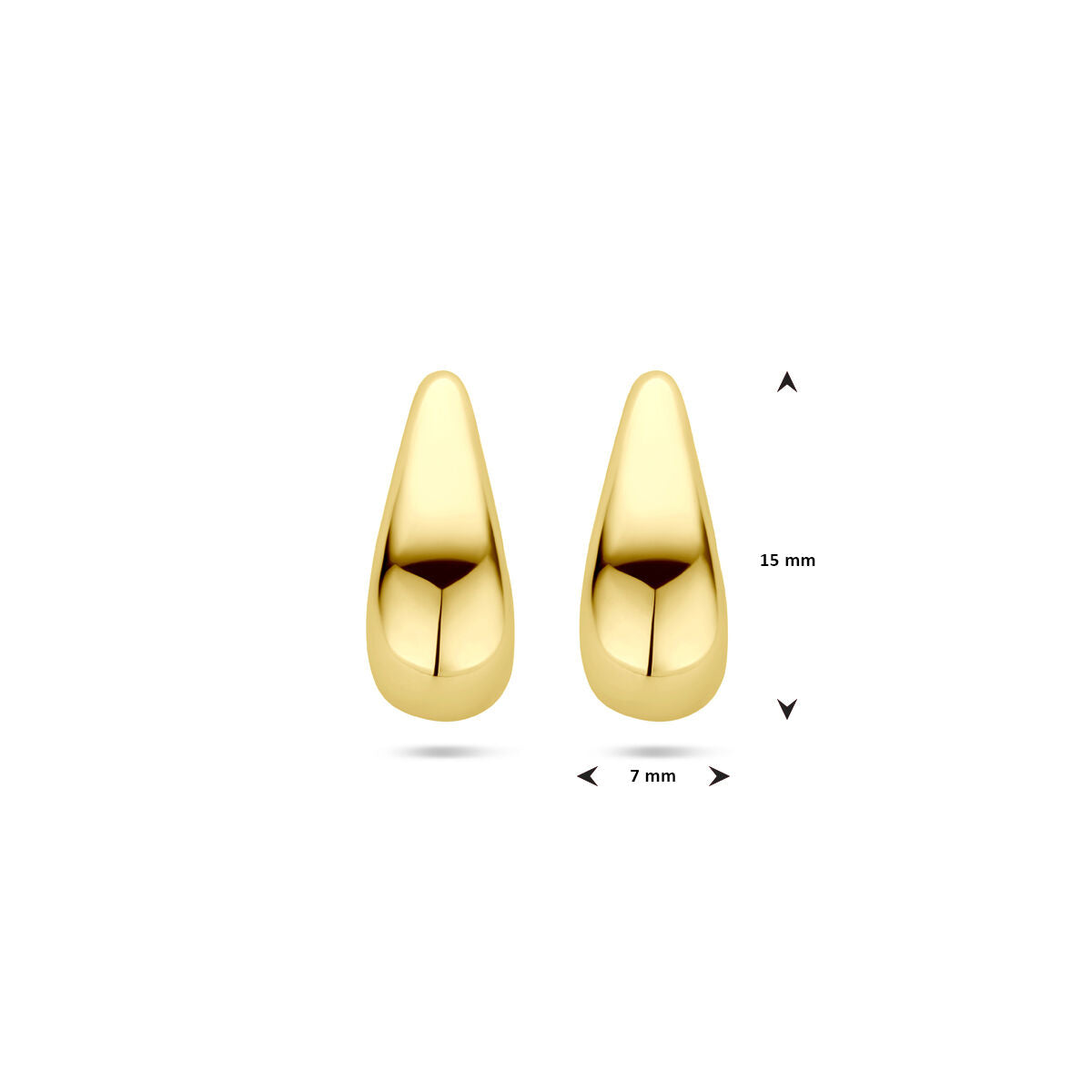 kolczyki wkrętki kropla 15,5 mm 14K żółte złoto
