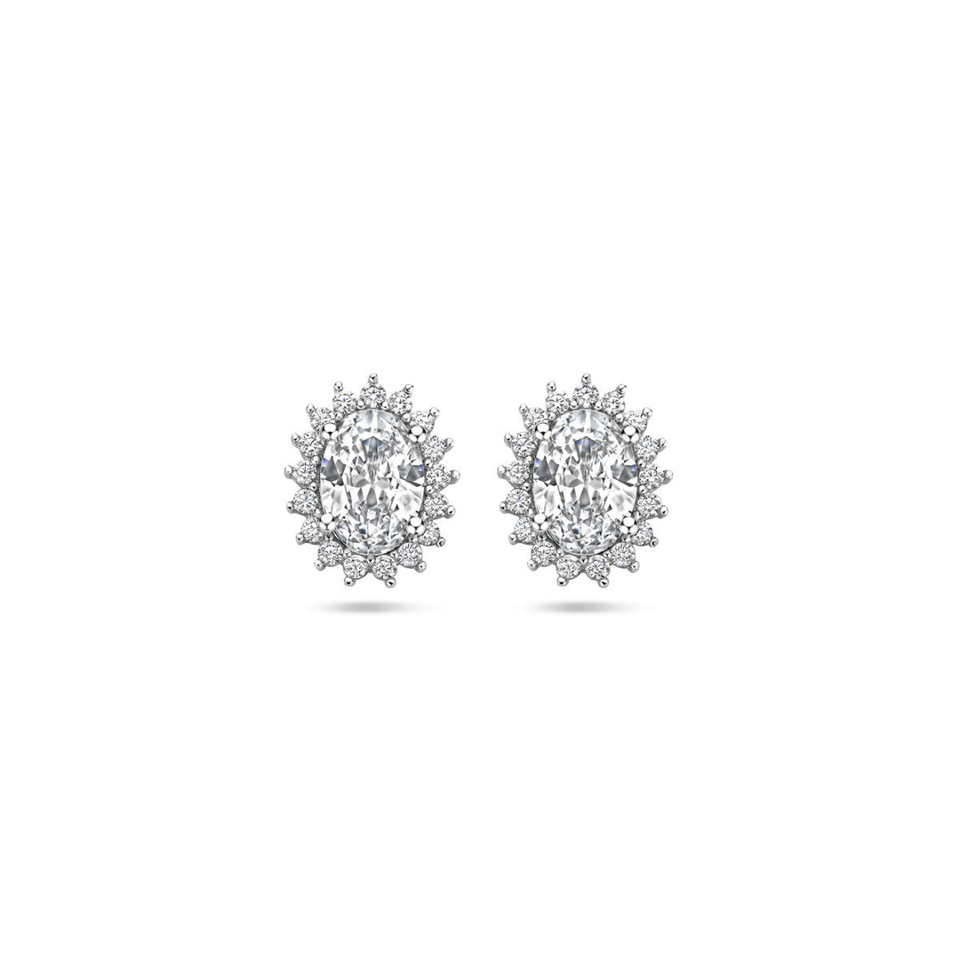 oorknoppen zirkonia 10,5 mm zilver gerhodineerd