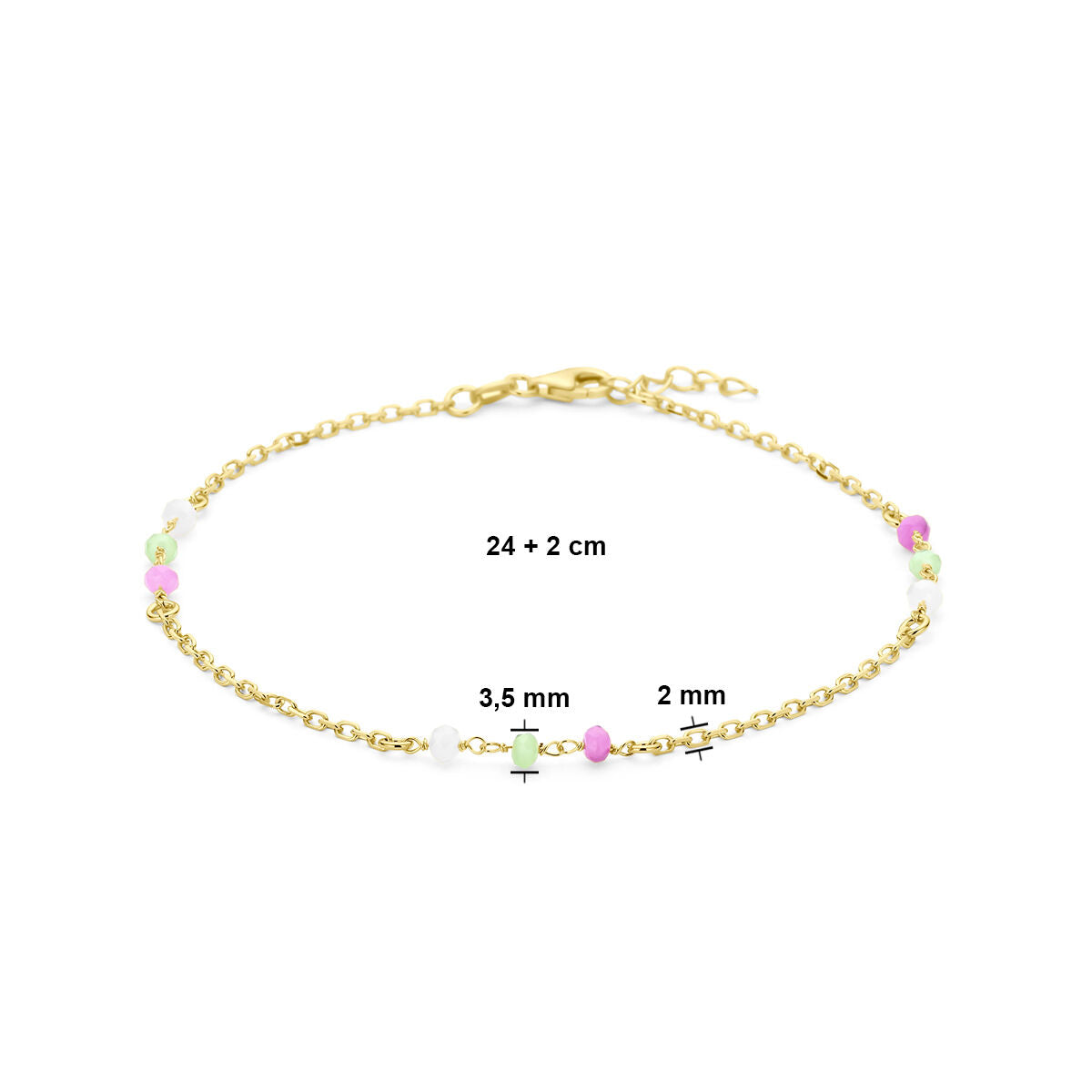 bransoletka wielokolorowe kryształowe kulki 24 + 2 cm 3 mikrony srebro pozłacane (żółte)