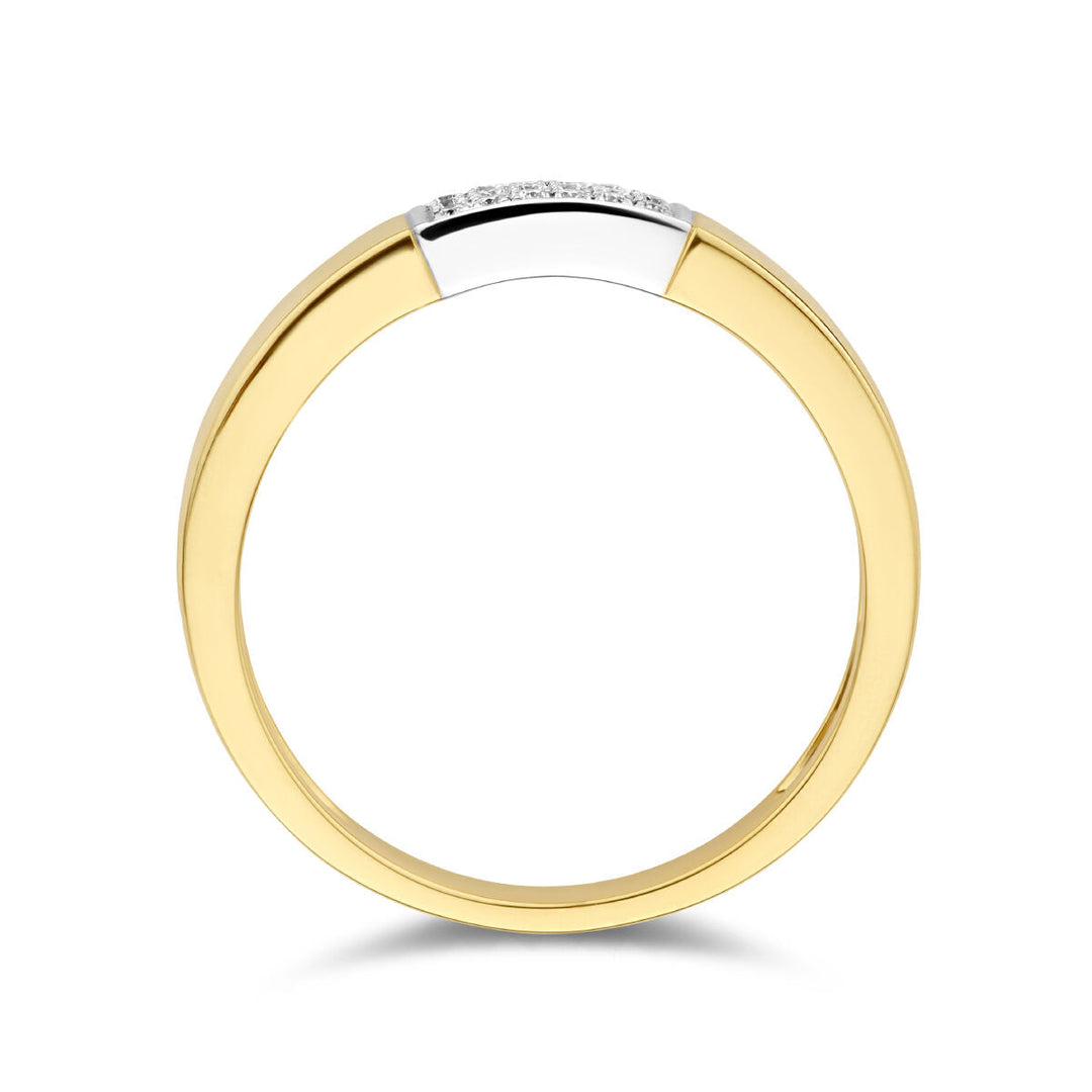 ring diamant 0.07ct h si 14K bicolor goud geel/wit