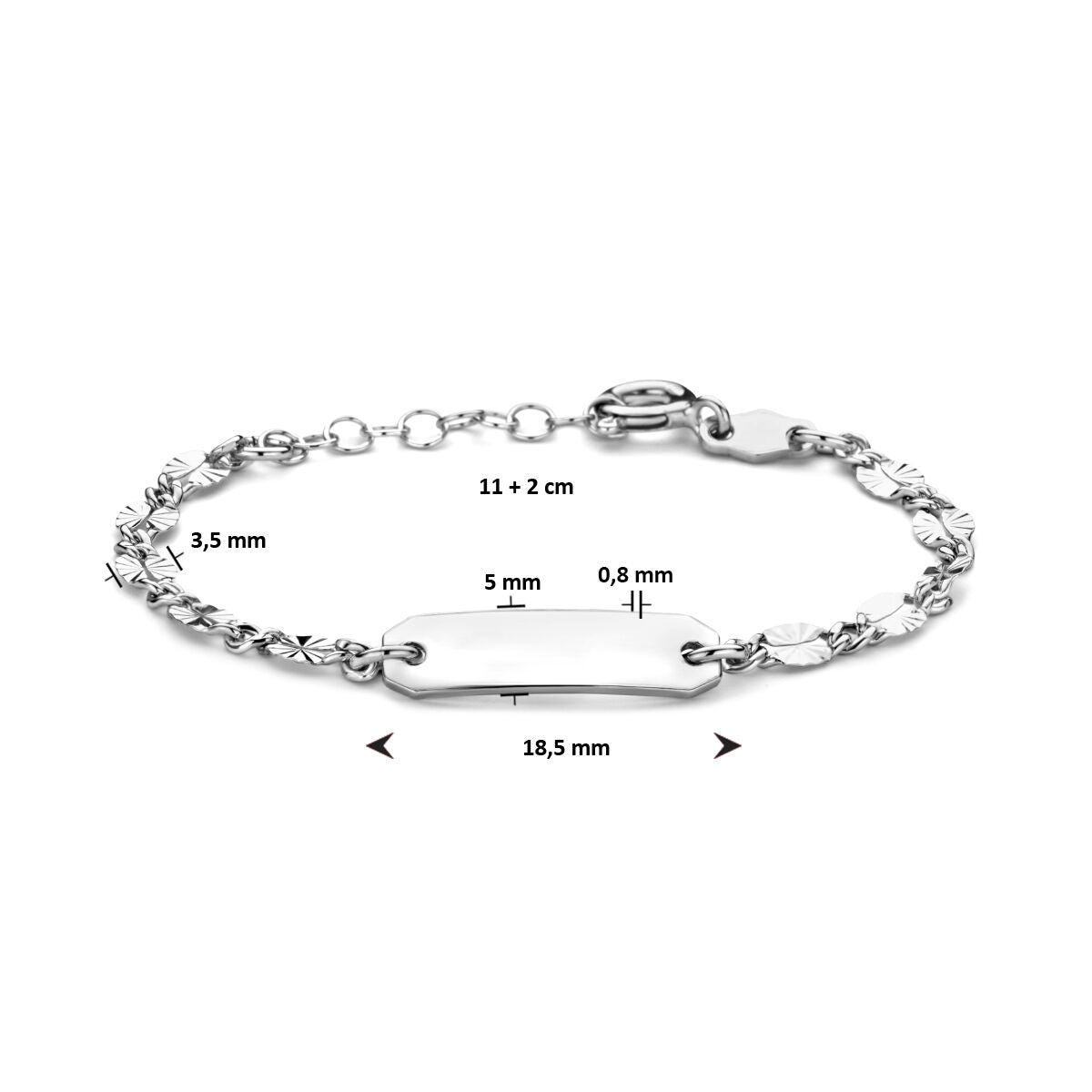 bransoletka grawerowana płytka 5,0 mm 11 + 2 cm srebro rodowane