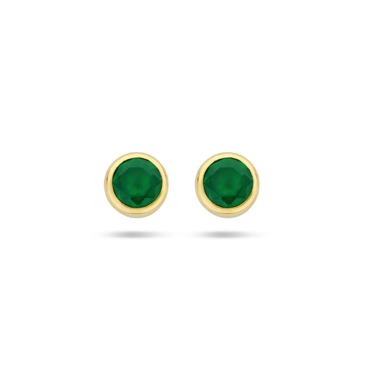 oorknoppen groen agaat 14K geelgoud
