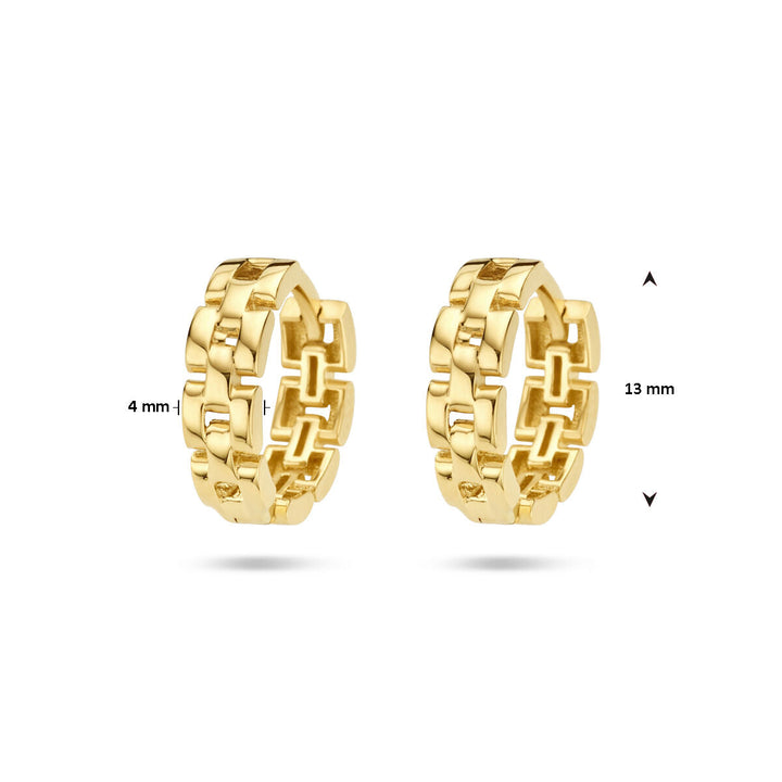 klapoorringen schakelmotief 14K geelgoud