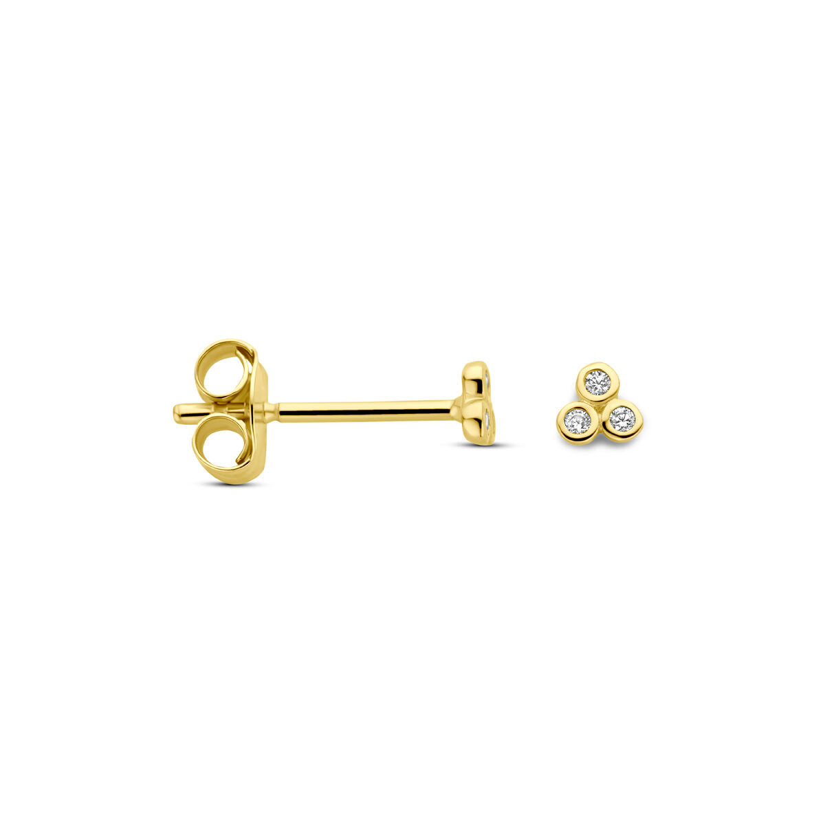 kolczyki wkrętki cyrkonia 3 mm 14K żółte złoto