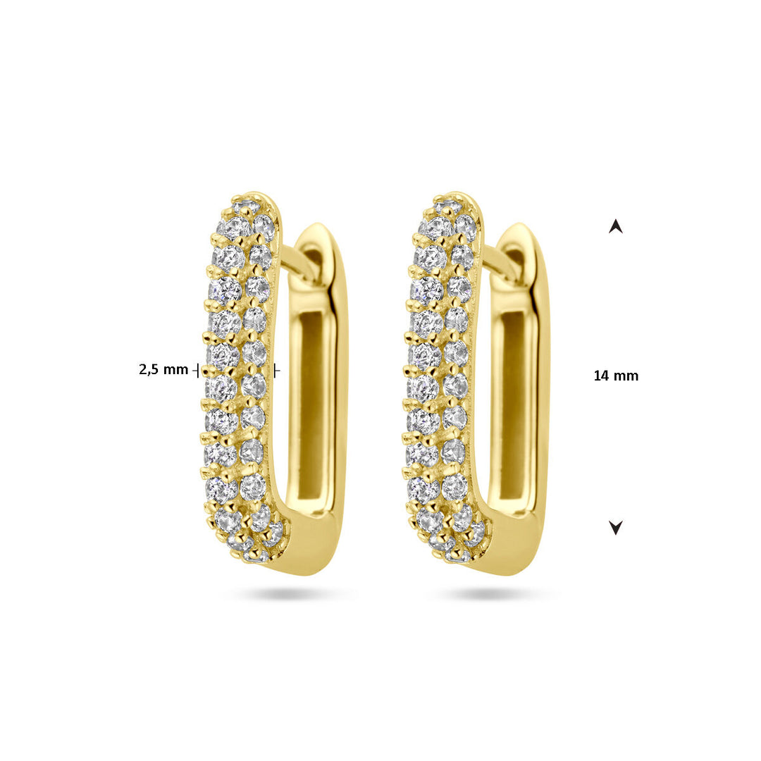 Vergulde zilveren klapoorringen met zirkonia – 14 mm