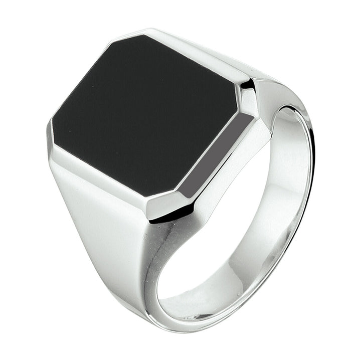 zegelring massief onyx 13 x 11mm zilver wit