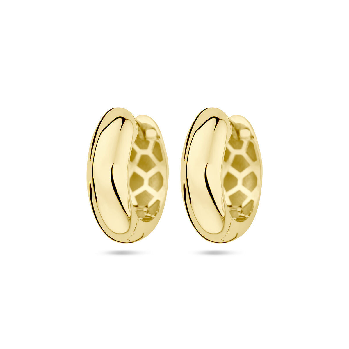 Złote kolczyki koła o średnicy 5,0 mm, półokrągłe, z gładkiej 14K złotej rury.