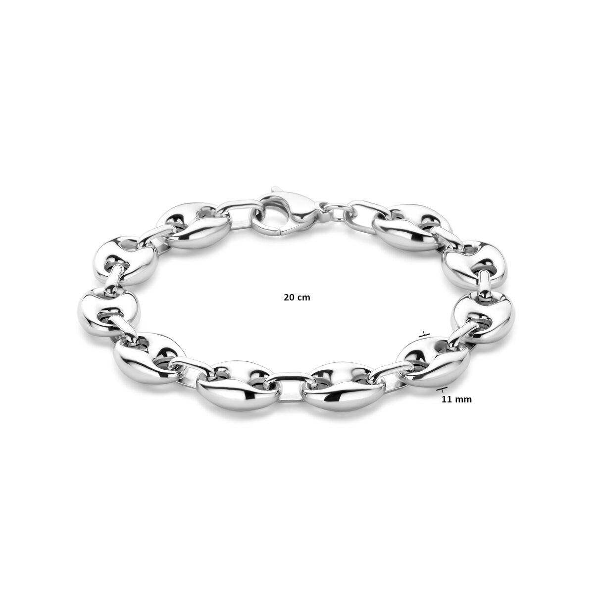 bransoletka ziarno kawy 11 mm 20 cm srebro rodowane