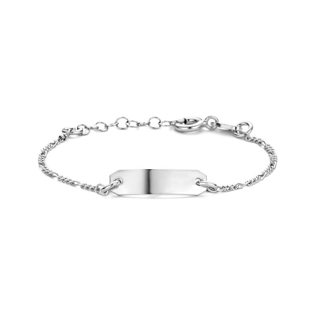 De Van der Kooij Collectie graveerarmband plaat 5,0 mm 11 + 2 cm is een gerhodineerde zilveren armband met een verstelbare sluiting en een gladde ID-plaat - perfect als graveerarmband voor kinderen.