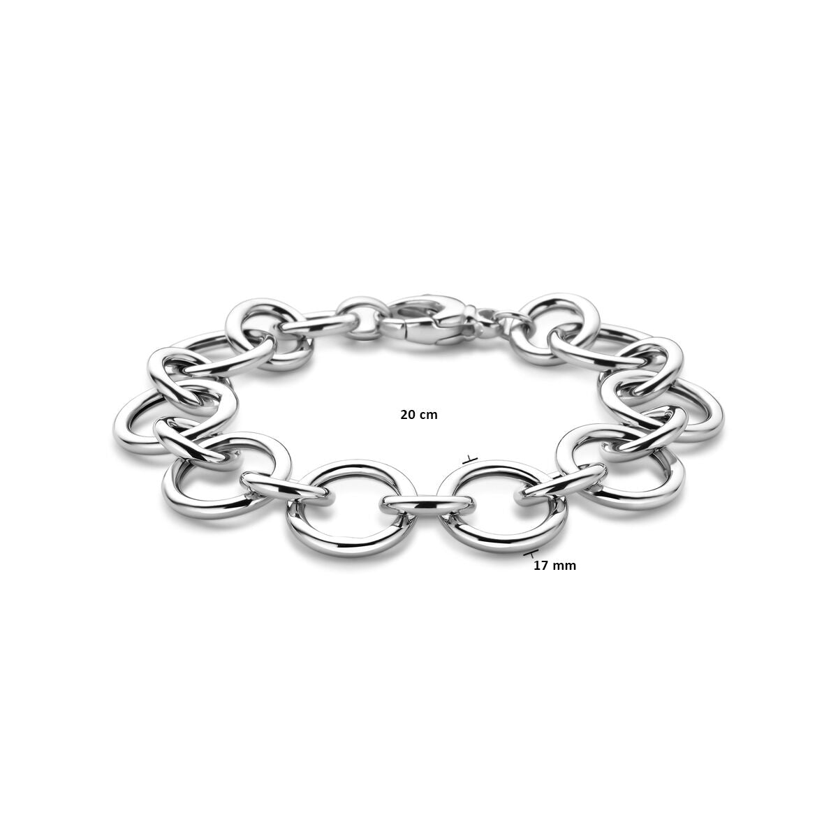 bransoletka 17 mm 20 cm srebro rodowany