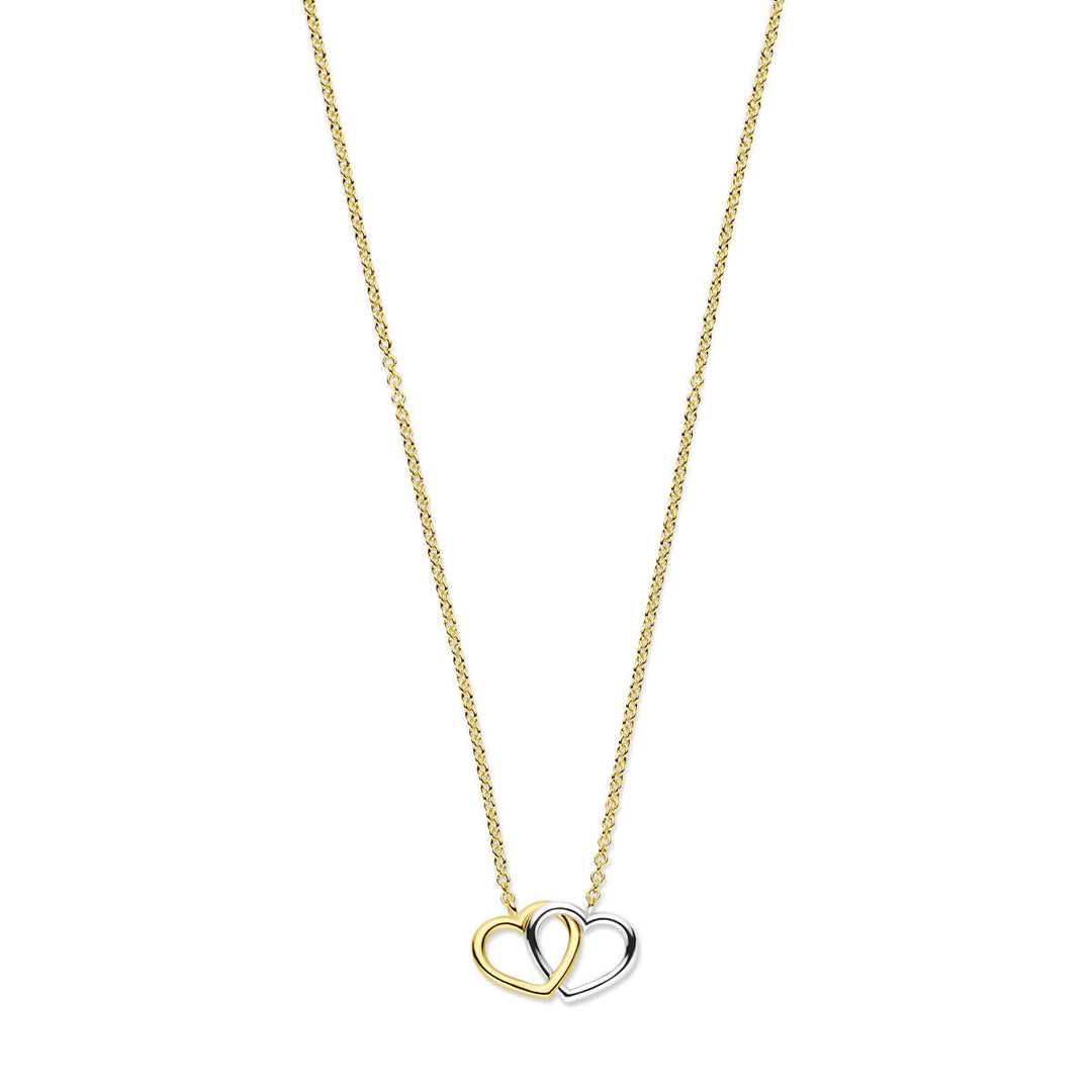 collier hartjes 41 - 43 - 45 cm 14K bicolor goud geel/wit