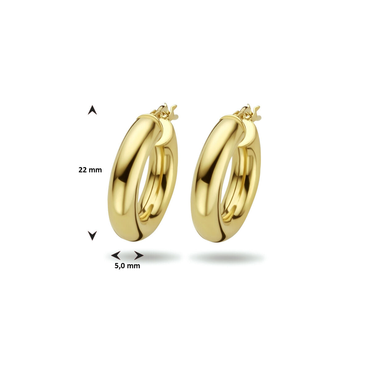 kolczyki koła rurka 5,0 mm 1 mikron srebro pozłacany (żółte)