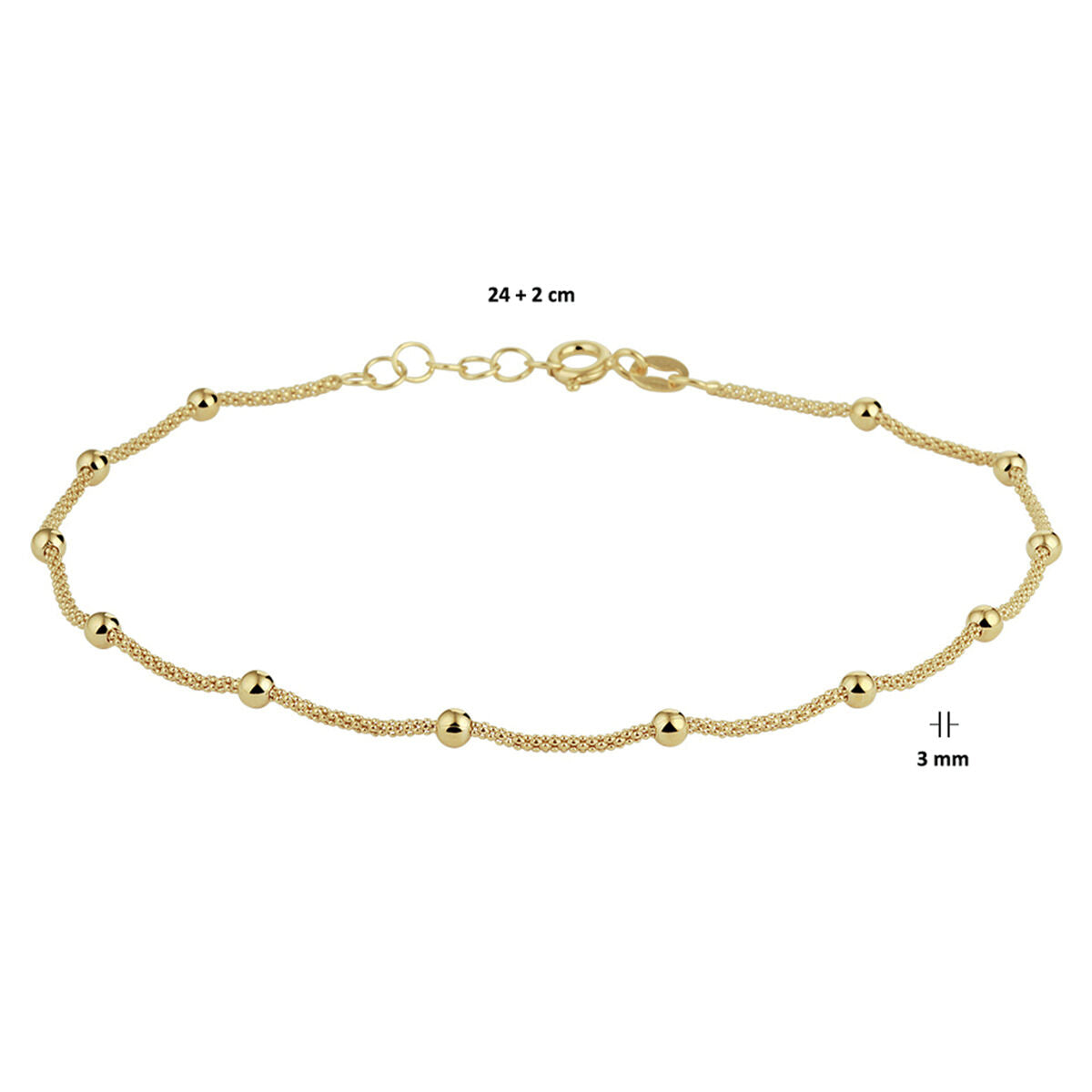 naszyjnik z kuleczkami 3,0 mm 24 + 2 cm 3 mikron srebro pozłacany (żółte)