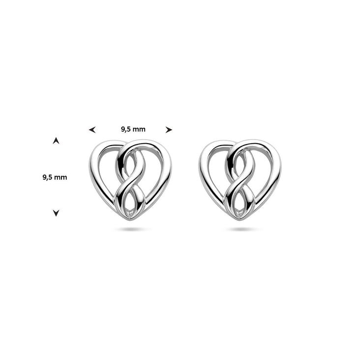 oorknoppen hart en infinity zilver gerhodineerd