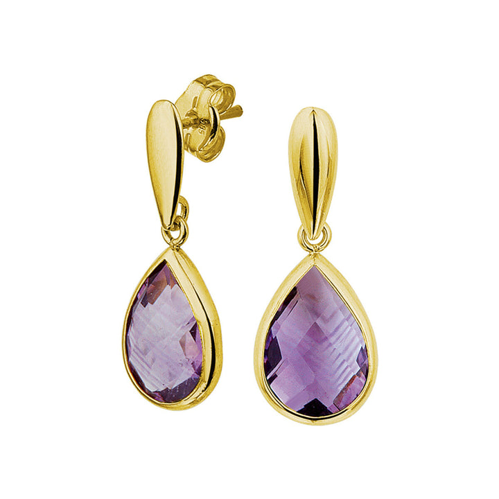 oorhangers amethist 14K geelgoud