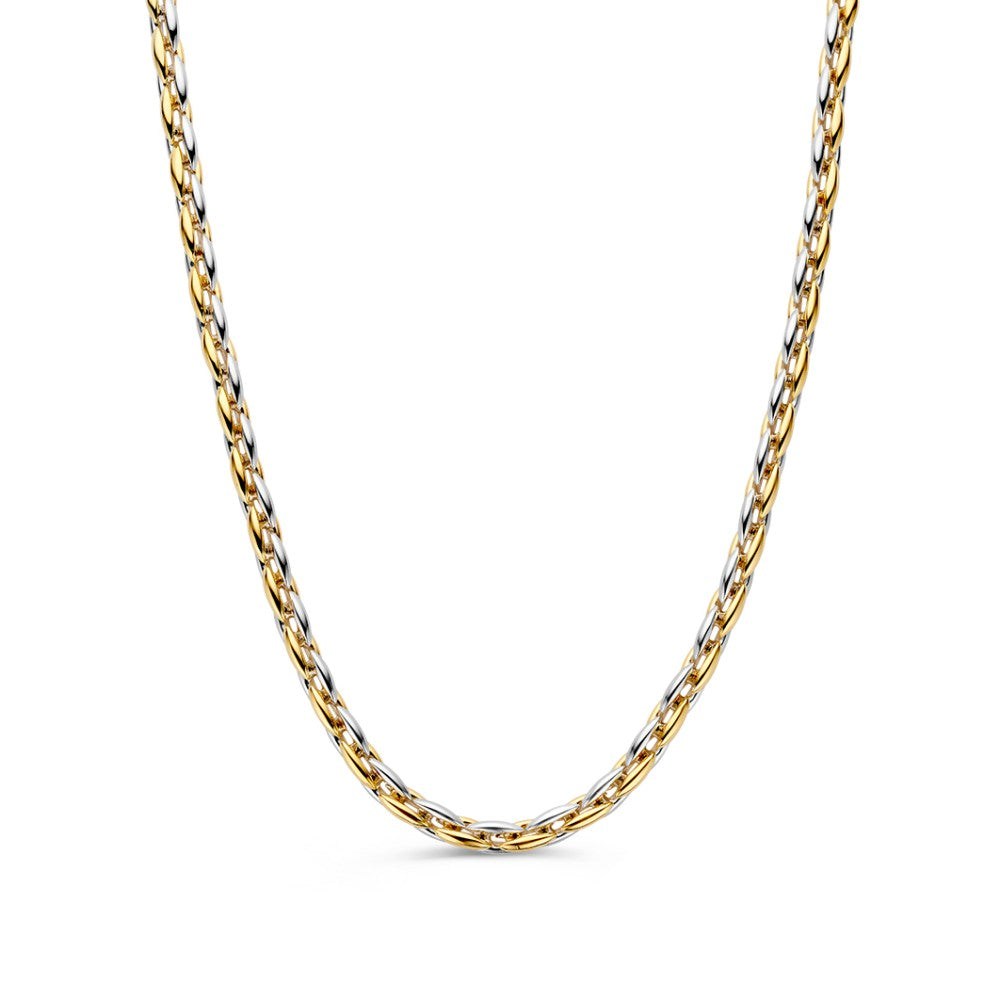 Bicolor collier met een gedraaid ontwerp in zilver en goud.
