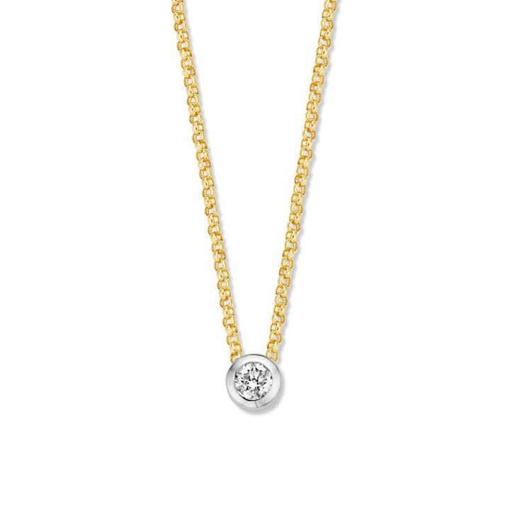 Geelgouden Collier 14 Karaat met Diamant Hanger, 0.10 crt