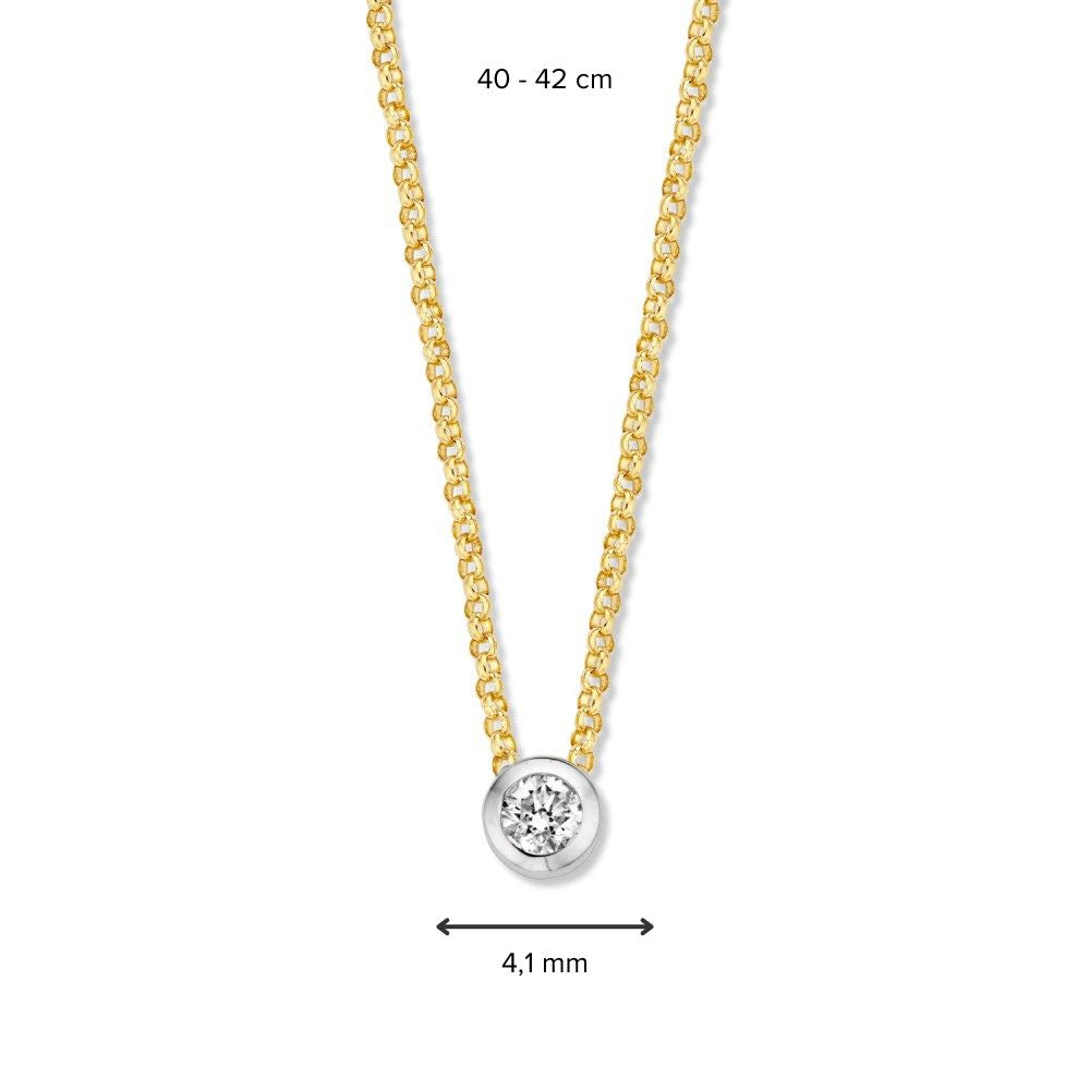 Żółte złoto naszyjnik 14 karat z diamentowym wisiorkiem, 0.10 crt