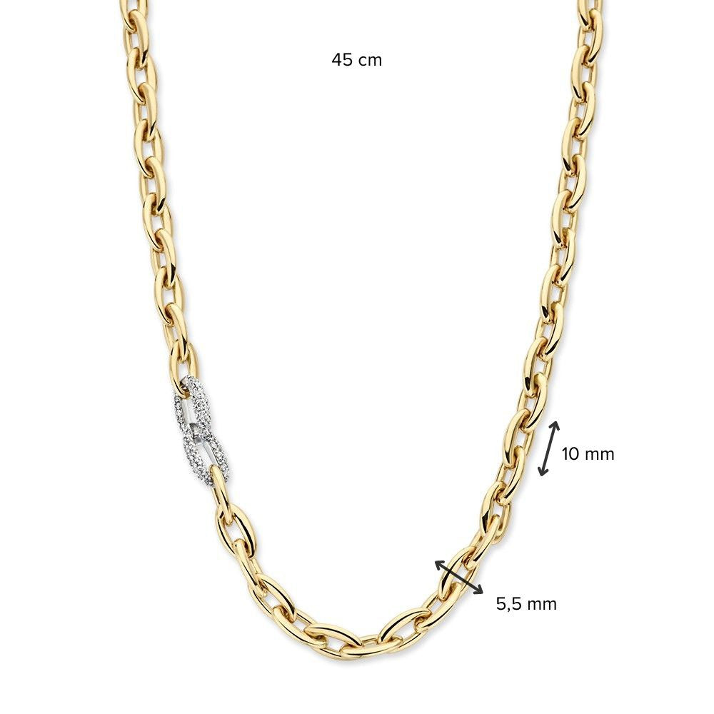 Żółtozłote naszyjnik z ogniwami z diamentami 0,50 ct – 14-karatowa elegancja dla damskich