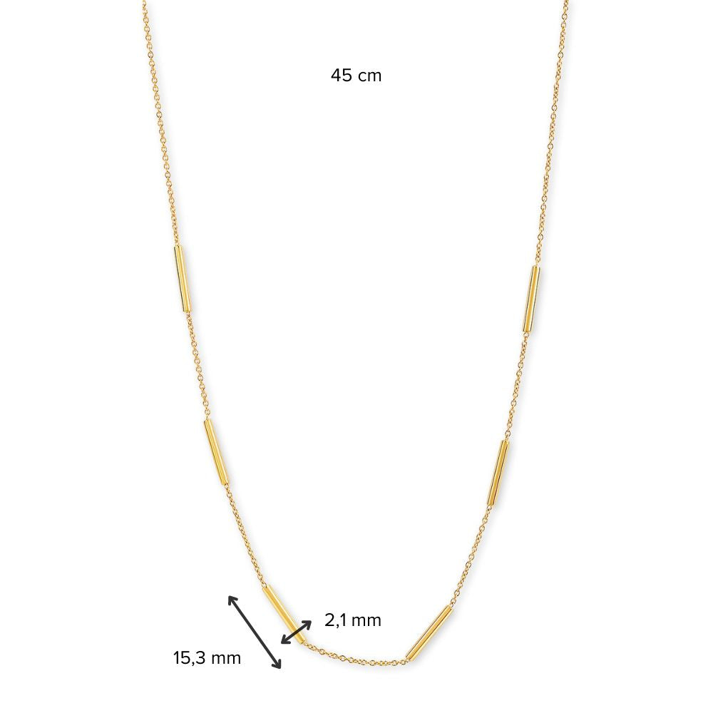 Naszyjnik z 14-karatowego żółtego złota z okrągłymi rurkami damski – 43 cm