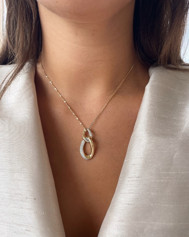 Luksusowy Żółte Złoto Ogniwo Wisiorek z Diamentami i Elegancki Naszyjnik – Ponadczasowa Elegancja
