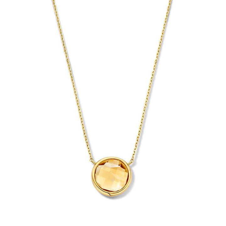 Geelgouden Collier met Gefacetteerde Citrien Hanger | 14 Karaat Goud – Van der Kooij