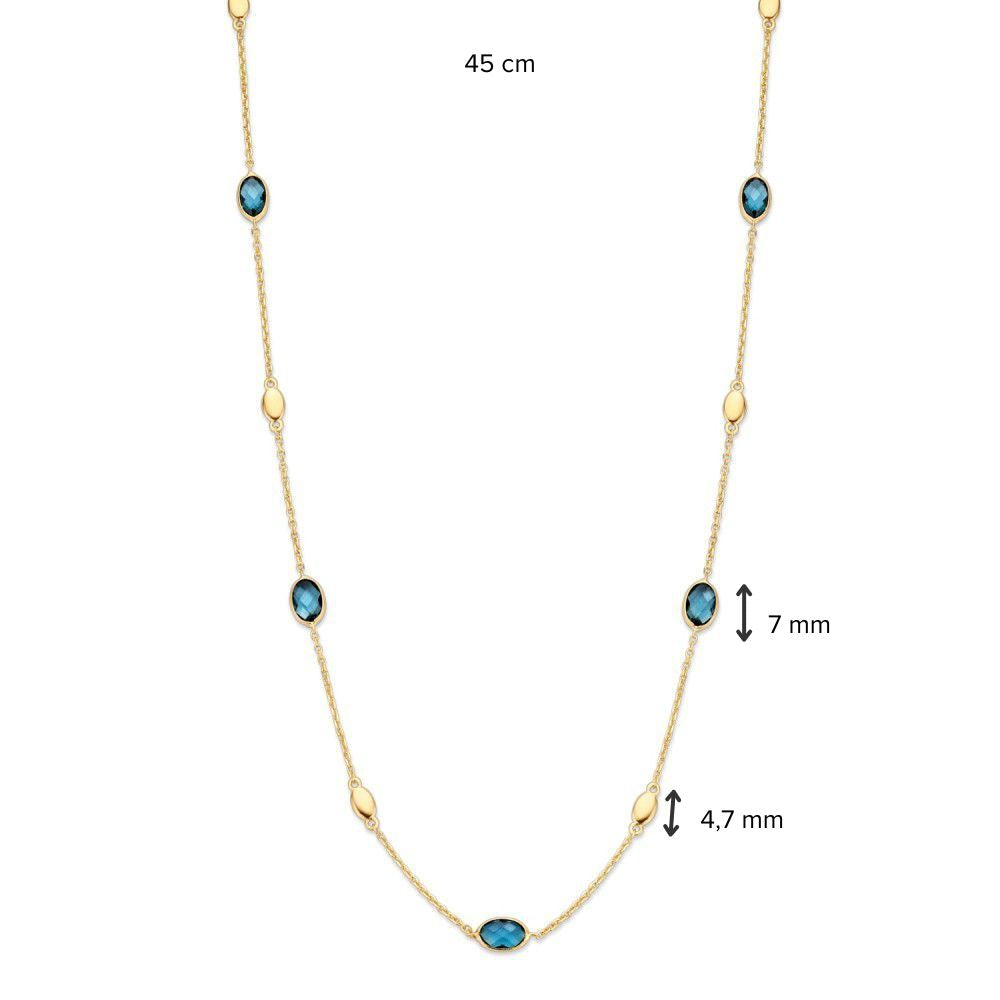 14-karatowe żółte złoto naszyjnik z niebieskim topazem – długość 45 cm – darmowa wysyłka